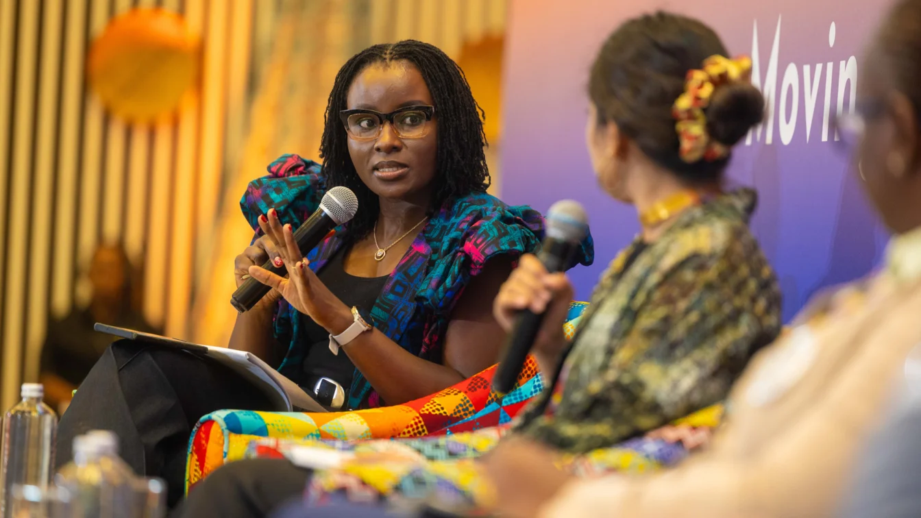 MC Mercy Juma interviews panellist during a Real Talks live episode recording at the International Maternal and Newborn Health Conference 2026