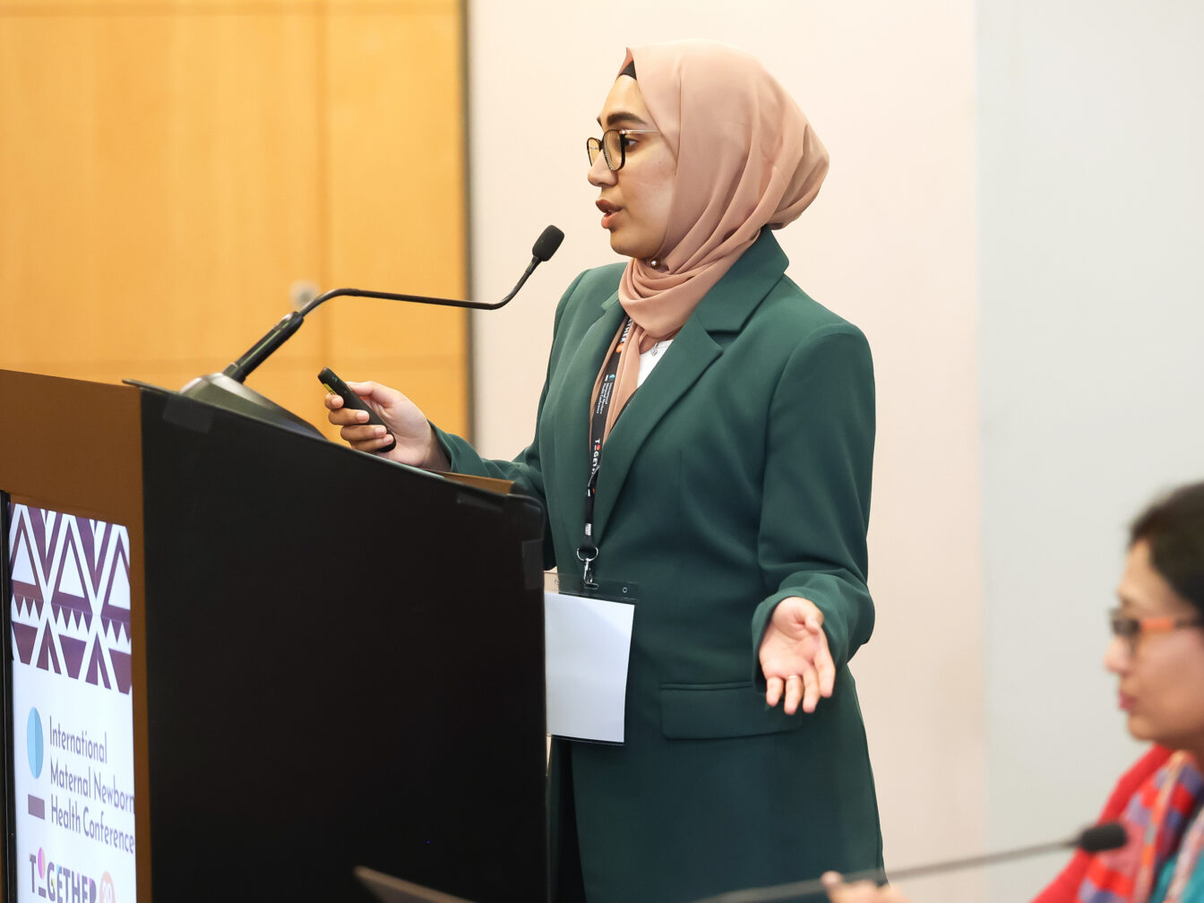A speaker at the International Maternal and Newborn Health Conference 2023